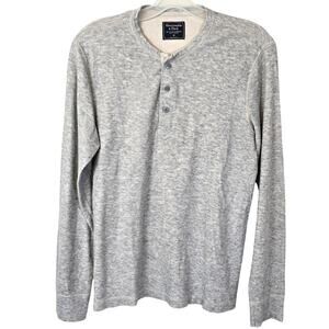 Abercrombie & Fitch Henley Shirt Men's M Gray Long Sleeve Casual Preppy Academia